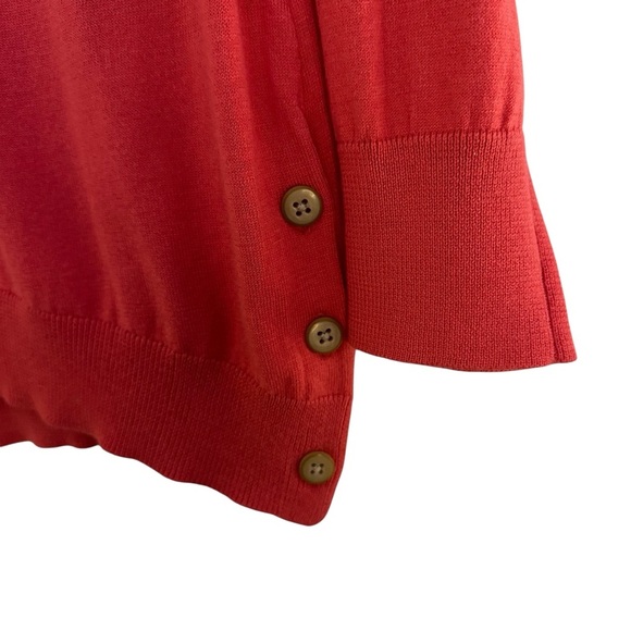 J. Jill silk blend coral pullover sweater Size S Button accents at hips - Picture 6 of 10